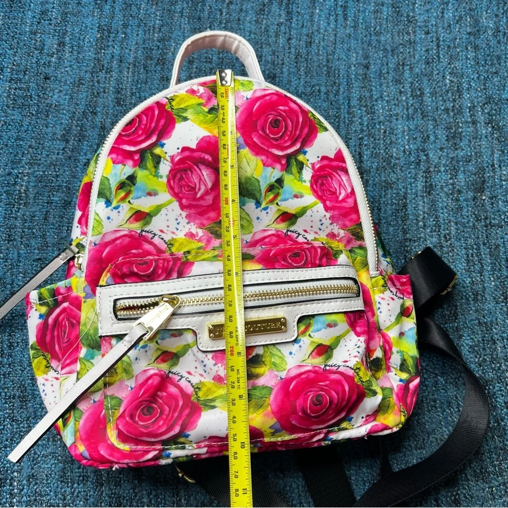 Juicy Couture Rosie Rose Print Mini Backpack in Pink White Floral Purse Bag